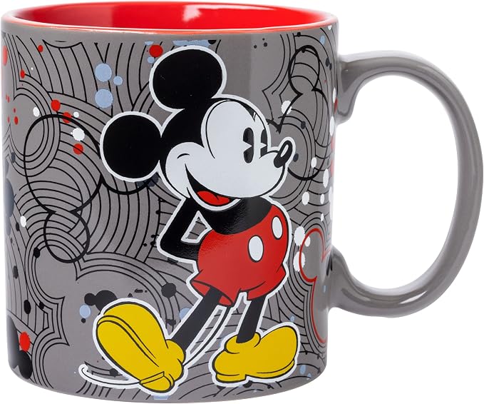 Silver Buffalo Disney Mickey Mouse Pattern Vintage Ceramic Coffee Mug, 20 Ounces