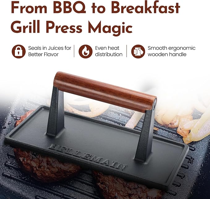 Bellemain Smash Burger Press, Grill Press, Bacon Press - Rectangle