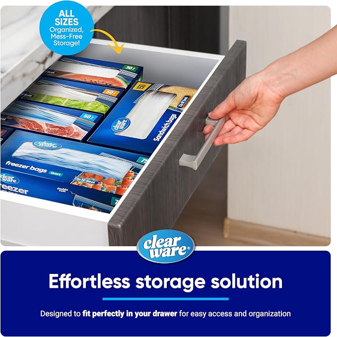 2 Gallon Storage Bags, Double Zipper Seal - 60 Count, Resealable Thick Plastic Food Storage Bags, Zero BPA - Resealable Containers for Lunch, Snacks, Meals - 2 Boxes