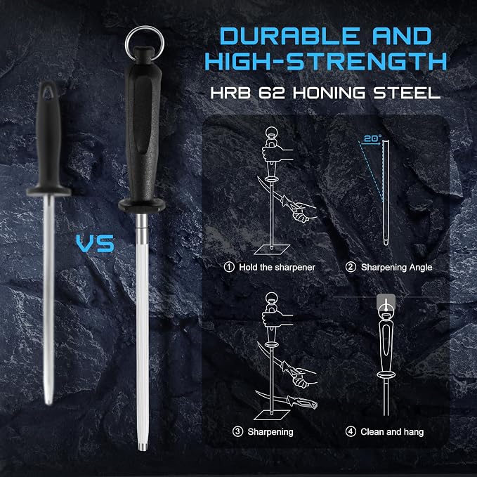 Fillet Knife Kit Combo,Fishing Gear and Gifts for Men | Fishing Knives with Sheath,and Honing Rod,Ultra-Sharp G4116 Blades,Corrosion-Resistant,Non-Slip Handle,Durable Storage Bag