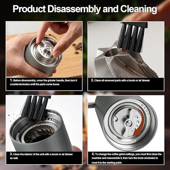 Manual Coffee Grinder, Adjustable Grinding Settings, Stainless Steel Burrs, Portable Hand-Cranked Coffee Grinder, For Espresso, Drip Filter, French Press Filter, Compact And Durable (White)