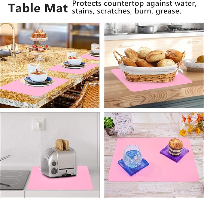 Gartful 3 PCS Nail Mats, Silicone Mat for Crafts, Arts, Jewelry Resin Casting Mold, Epoxy Resin, Coloring, Gluing, Painting, Desktop Countertop Protector Sheet, Placemat Table Pad, Pink (15.7"x11.8")