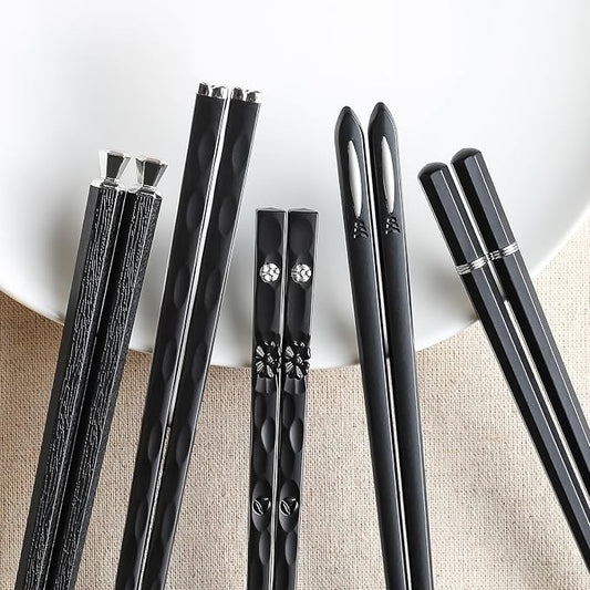 HIWARE 10 Pairs Fiberglass Chopsticks - Reusable Chopsticks Japanese Style Dishwasher Safe, 9 1/2 Inches