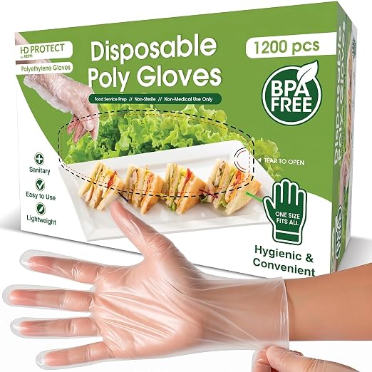 Keppi 1200 pcs Disposable Gloves - BPA & Latex Free - Gloves Disposable Latex Free - For Food Handling - Food Safe - For Cooking - Bulk Purchase - Great Fit - Plastic