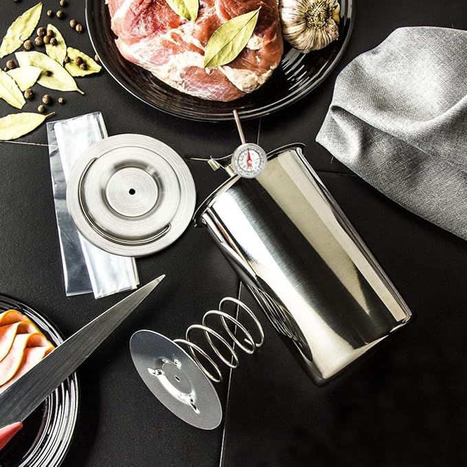 Ham Maker Meat Press Stainless Steel Deli Meat Press for Making Homemade Lunchmeat Maker, Ham Maker with Thermometer, Sandwich Lunchmeat Pressure Ham Cooker