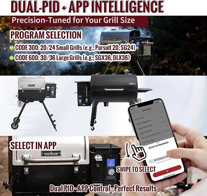Smart WiFi PID Controller Kit for Camp Chef Gen 2 Retro Fit Grills | Upgrade Kit with WiFi controller & 2 meat probes, Fits Pursuit 20, SG/SGX/DLX/XT/Woodwind Classic series, replaces PG24-82