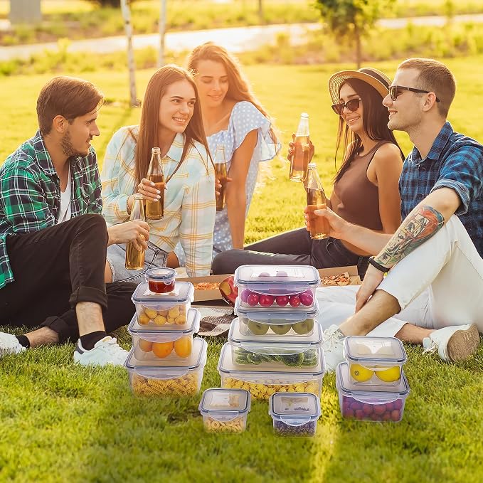 34 PCS Food Storage Containers with Lids Airtight(17 Lids &17 Containers) - Microwave/Dishwasher Safe 100% Leakproof Storage Containers for Meal Prep Kitchen Storage Organization with Labels & Pen