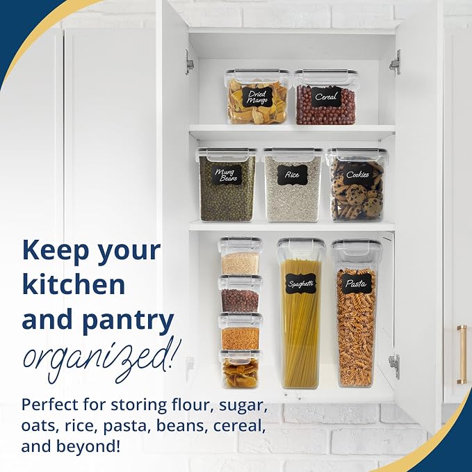 Reli. Pantry Organizers and Storage | Food Containers with Lids (26 Sets) | Airtight Plastic Storage Containers, Kitchen Organizers, Clear Food Storage Canister Sets with Lids, BPA free, Multi-Size