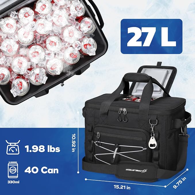 Maelstrom 30/40 Can Soft Cooler Bag, Leakproof Insulated Ice Chest | 24h Cold (With Ice), 5-Layer Insulation, Multi-Pockets ,Lightweight,Perfect For Camping, Beach, Hiking, Kayaking, Road Trips