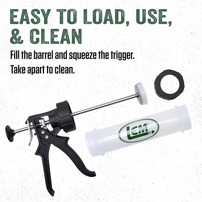 LEM Products Jerky Gun, Heavy-Duty Beef Jerky Maker, Make Meat Sticks and Snack Sticks, Includes Nozzles and Backwoods Seasoning
