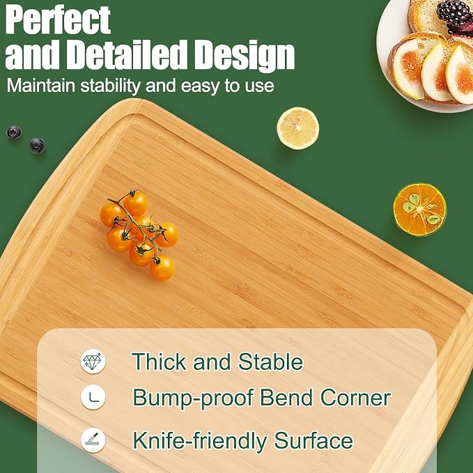 Homaxy Extra Large Bamboo Cutting Boards for Kitchen, 18x12.5", Two-Tone | XL Cutting Board with Juice Groove, Wooden Butcher Block Chopping Board for Kitchen, Meat, Fruit & Vegetables, Pre Oiled