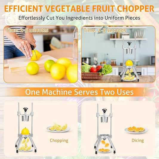 WICHEMI Commercial Easy Wedger 8 Section Lemon Slicer Lime Cutter Stainless Steel Blade Fruit Slicer Commercial Vegetable Chopper Dicer Lemon Cutter for Home Bar Restaurant