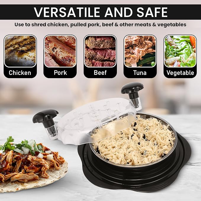 Chicken Shredder Tool Twist – Large Chicken Breast Shredder & Grinder with Meat Tenderizer & Cleaning Brush – BPA-Free, Ergonomic Design for Shredded Chicken, Pulled Pork, Beef & More