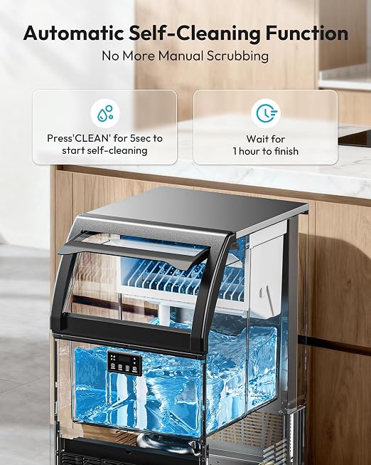 EUHOMY Commercial Gourmet Ice Maker Machine,100lbs/24H, Under Counter Ice Maker with 33lbs Storage, Non-Clumping Design,24pcs Hat Cubes Per Cycle, Freestanding Ice Maker for Home/Bar/Cafe/Restaurant