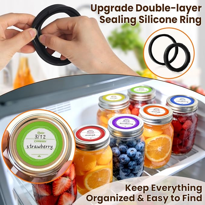 M11 Electric Mason Jar Vacuum Sealer Kit - with Wide and Regular Mouth Mason Lids, Jar Vacuum Sealer for Canning Jars, Vacuum Sealing Machine for Food Storage Black