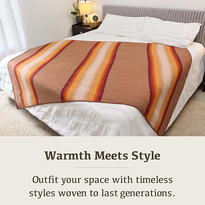 Chubbuck 100% Wool Blanket Camping (60" x 84") - Large Warm Blankets for Camping, Emergency, Outdoor Concerts and Home Use - Fire Retardant Blanket, Soft and Warm Blankets for Winter (Bronco)