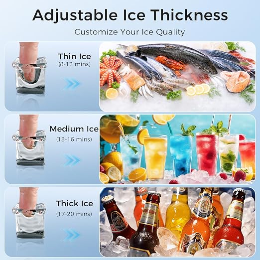 OSTBA Commercial Ice Maker Machine, 100Lb/24H, Self-Cleaning, 33Lbs Storage | Under counter design, 45 cubes in 10mins, LED control, stainless steel, adjustable ice thickness for restaurant ,bar and home