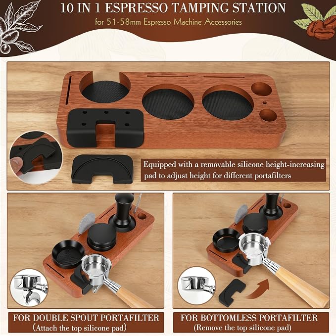 Y-Step 8 Pcs Espresso Accessories Kit, 53.3mm Espresso Tamper Kit Espresso Tools with Espresso Tamping Station, Coffee Tamper, Distributor, WDT Tool, Dosing Funnel, Puck Screen, Fits 54mm Portafilters