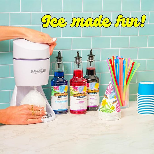 Hawaiian Shaved Ice S900A Snow Cone and Shaved Ice Machine with 2 Reusable Plastic Ice Mold Cups, Non-slip Mat, Instruction Manual, 1-year Manufacturer’s Warranty, 120V, White | Ice Shaver & Snow Cone Machine, Snowcone and Slushie Maker, 2 Reusable Cup...