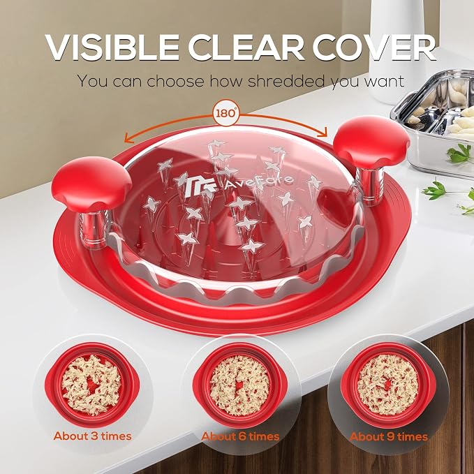 AveFare 11Inch Large Chicken Shredder Tool Twist - Meat Shredder twist | Visible Chicken Breast Shredder, Ergonomic Handle, Strong Anti-Slip Strip, BPA Free, Kitchen Gadgets for Pork Beef Chicken