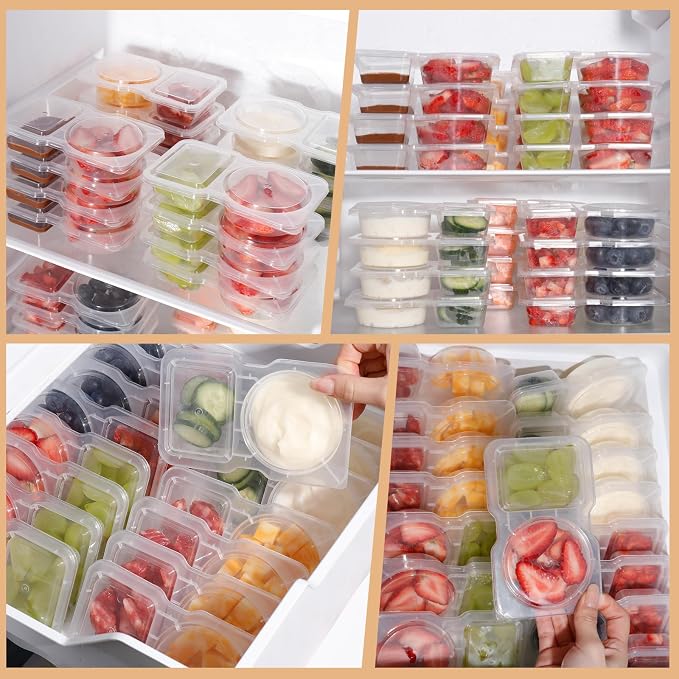 Reusable Snack Containers with Lids: Snack Pack Containers 20Pcs - Snackle Box Container Portion Control - Meal Prep Containers - Double Compartment Snack Containers for Travel - Camping Essentials