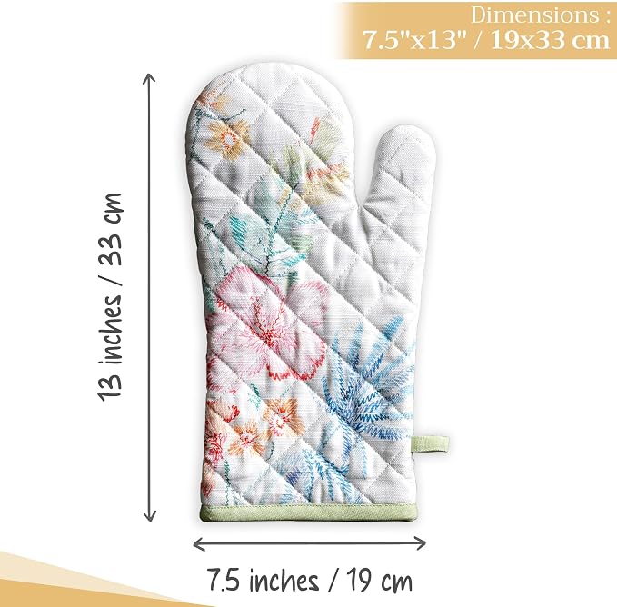 Maison d'Hermine Oven Gloves 100% Cotton Oven Mitt (7" x 13", Pack of 1) | With Loop Heat Resistant BBQ Cooking Gloves Baking Grilling Kitchen Handling Hot Pans Spring Summer - Paradise Island