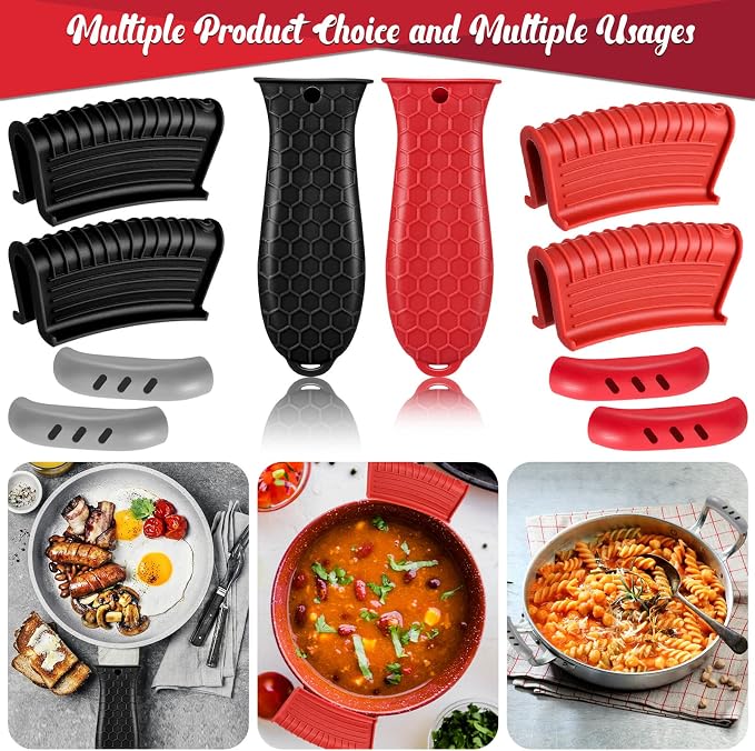 5pcs Cast Iron Handle Cover, Silicone Hot Handle Holder | Heat Resistant Cast Iron Skillet Covers Potholder for Frying Pans and Griddles Kitchen Supplies under 400℉