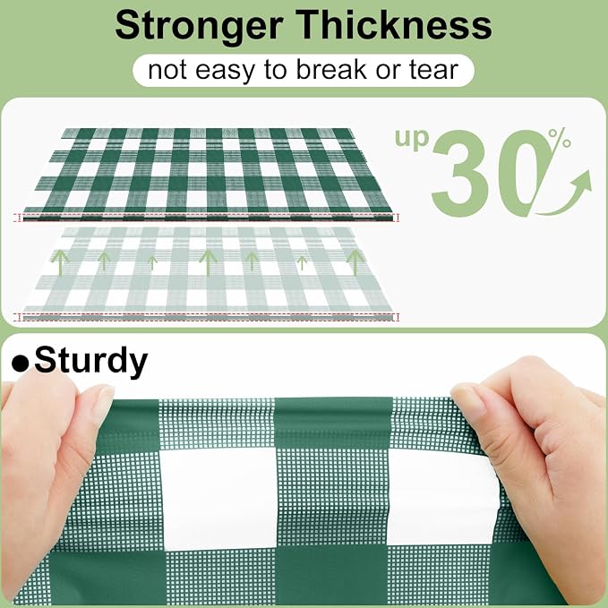 4 Packs Buffalo Disposable Table Cloth, 54 x 108 Inch Waterproof Plastic Tablecloth, Rectangle Hunter Green and White Checkered Table Covers for Picnic, Birthday, Party, Back to School
