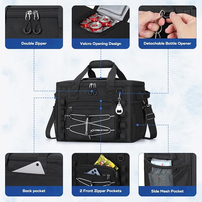 Maelstrom 30/40 Can Soft Cooler Bag, Leakproof Insulated Ice Chest | 24h Cold (With Ice), 5-Layer Insulation, Multi-Pockets ,Lightweight,Perfect For Camping, Beach, Hiking, Kayaking, Road Trips