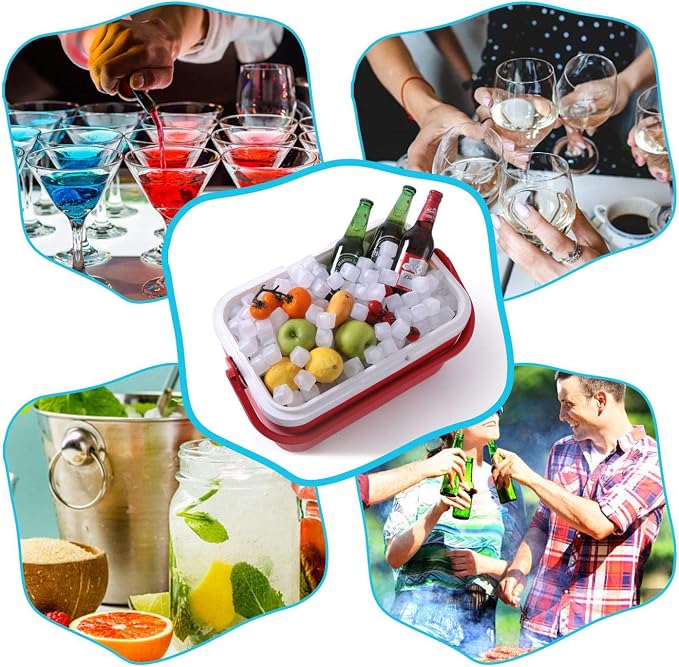 Reuable Ice Cube for Drinks - White Clear Plastic Ice Cube to Keep Drink Cool Longer Filled With Pure Water (20 Packs)