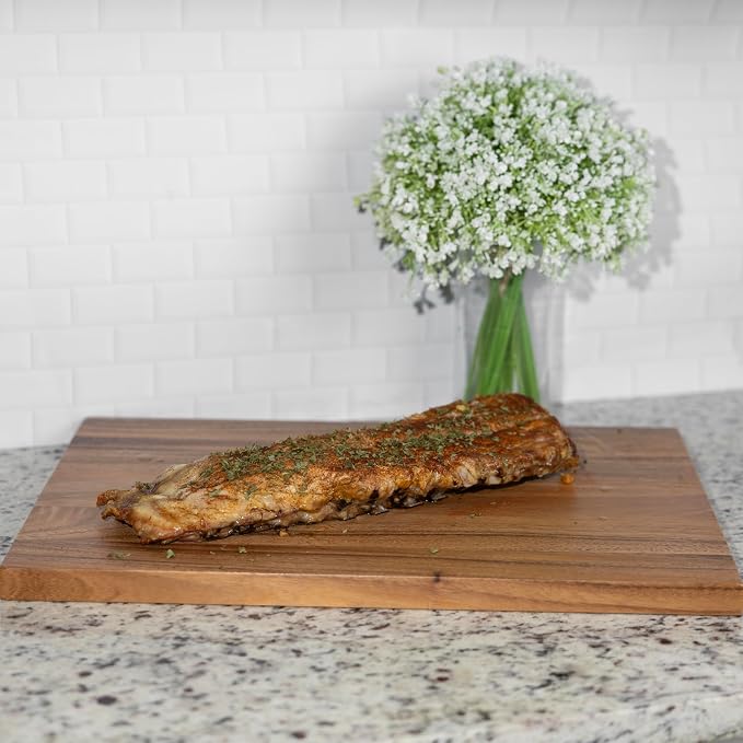 Ironwood Gourmet Osterbotten Rectangular Carving Board, 20" x 14" Acacia Wood Cutting Board With Juice Groove