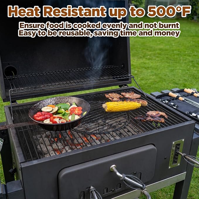 Grill Mesh Mat Set of 5 Non-Stick BBQ Grill Mats Reusable Grilling mat for Gas, Charcoal, Pellet, Oven & Air Fryer, 15.7 x 13 Inch