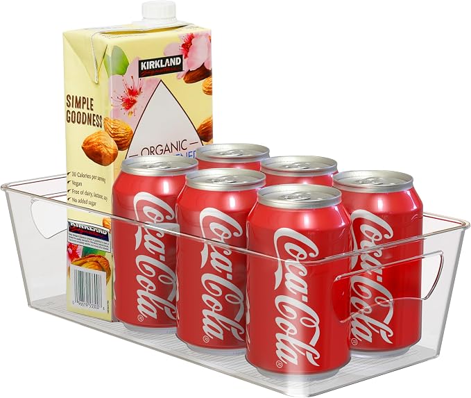 Simple Houseware Clear Fridge Organizer Bin Storage (12"x6"x3.4") | for Cabinet / Pantry / Refrigerator / Freezer / Kitchen