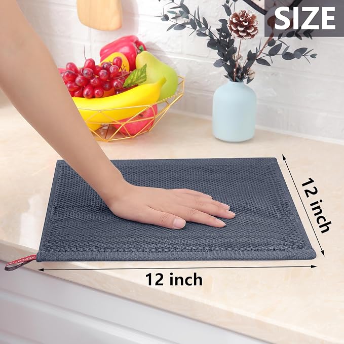 Homaxy 100% Cotton Waffle Weave Kitchen Dish Cloths, 7-Pack, Mixed Color | 12 x 12 Inches, Ultra Soft Absorbent Dish Towels, Quick Drying Dish Rags with Hanging Loop