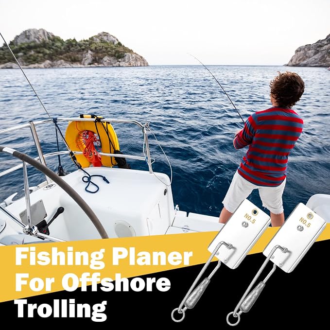 Leinuosen 2 Pcs Fishing Planer with Stainless Steel Heavy-Duty Trolling Planer Boards for Fishing Downrigger Freshwater Saltwater Wahoo Tuna Outdoor