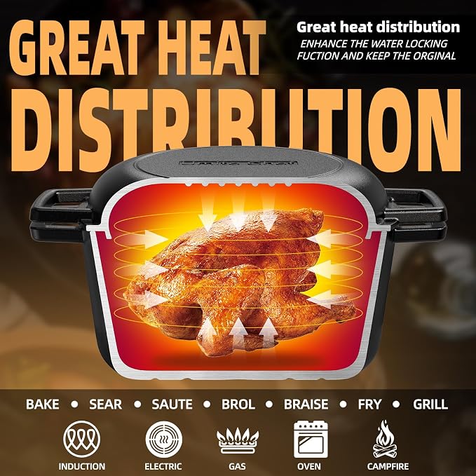 Cast Iron Dutch Oven Pot with Skillet Lid – Pre-Seasoned – Skillet Lid Cooking Pan– PFAS-Free –Umite Chef Cast Iron Skillet Cookware for Bread, Frying, Baking – Dual Handles – Oven, Grill, Campfire & Stovetop Safe – Durable & Non-Toxic, 5QT