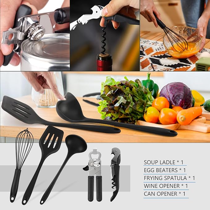 Wesqunie Camping Cookware Cooking Utensils Set - 25Pcs Camp Kitchen Essentials Kit, Portable Outdoor Camper Gear Accessories, Overland Equipment for RV Picnic Grill | Portable Camping Essentials, Stainless Steel Cookware Kit, Compact Storage for Camper...