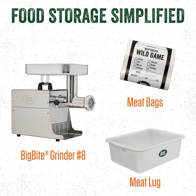 LEM Products Poly Bag Tape Sealer Machine and Tape | Heavy-Duty Sealing for Food Storage, Wraps Tape Around Bag, Seals Tight, and Cuts in Smooth Motion, Great for Ground Meat