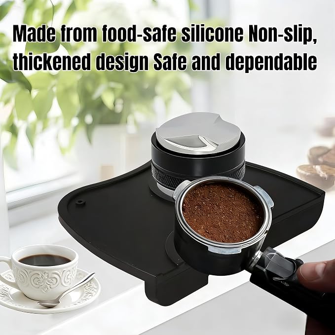 ABS Coffee Knock Box with Tamping Mat, Detachable Knock Bar, Non-Slip & Shock-Absorbent, Easy to Clean, Large Capacity 2Quarts/64OZ Coffee Grounds Container for Bar & Home Use, Coffee Accessory