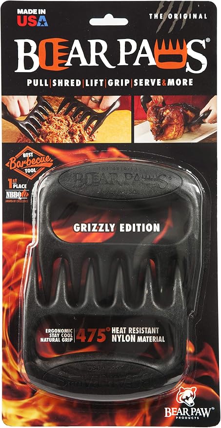 The Original Bear Paw Meat Shredder - Claws for Shredding Pork, Chicken & Any Meat (Black) | Shredder Claws for Pulled Pork, USA Made - Easily Lift, Shred, Pull and Serve Pork, Chicken, Brisket and Turkey