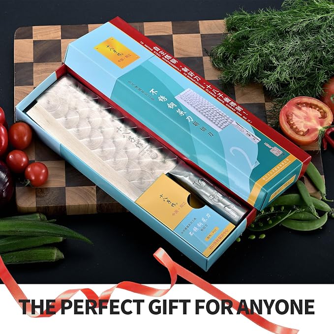 SHI BA ZI ZUO Meat Cleaver Knife, Heavy Duty Cleaver Bone Cleavers Professional Kitchen Vegetable Knife for Effortless Precision Slicing and Chopping