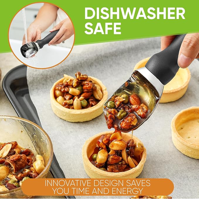 Spring Chef Gray Heavy Duty Ice Cream Scoop with Comfortable Soft Grip Handle, Dishwasher Safe Ice Cream Scooper, Professional Metal Kitchen Tool for Frozen Yogurt, Gelato, Sorbet, Sundae, Melon