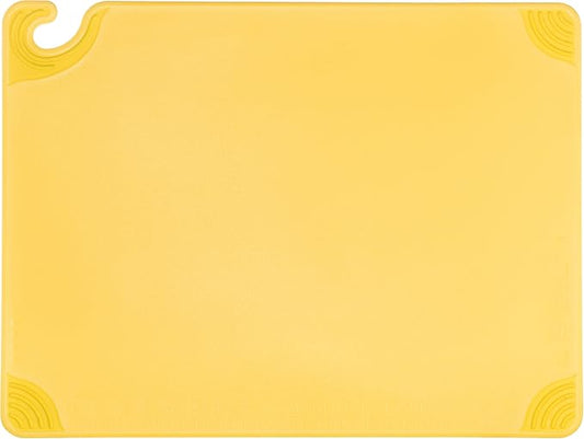 San Jamar Saf-T-Grip Plastic Cutting Board with Safety Hook, 18" x 24" x 0.5", Yellow
