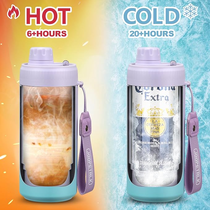 JOOPETALK Universal Can Cooler with Lid Fits All 12oz Cans& Bottles, 100% Leak-Proof Water Bottle, 4-in-1 Insulated Can Cooler for Beer, Soda & Energy Drinks, Dishwasher Safe