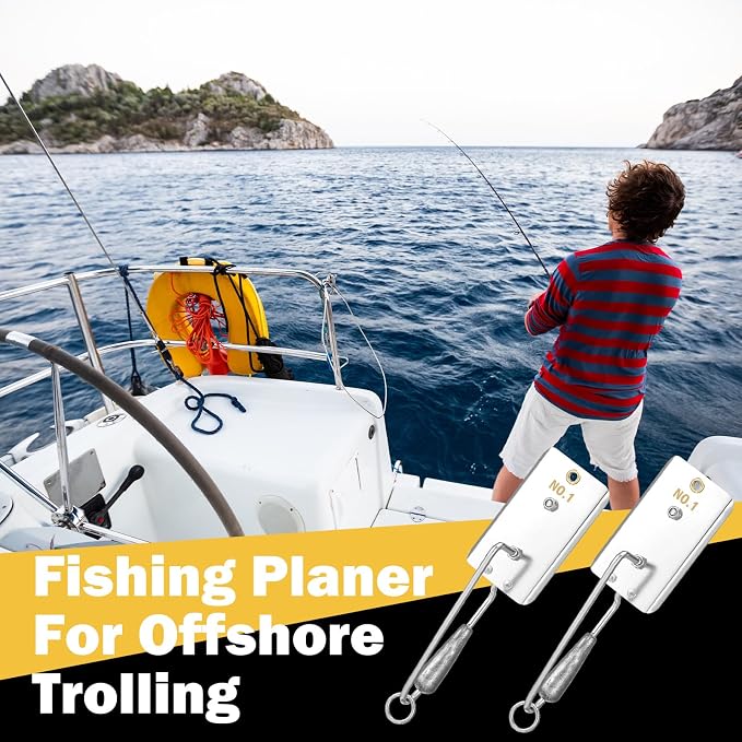 Leinuosen 2 Pcs Fishing Planer with Stainless Steel Heavy-Duty Trolling Planer Boards for Fishing Downrigger Freshwater Saltwater Wahoo Tuna Outdoor