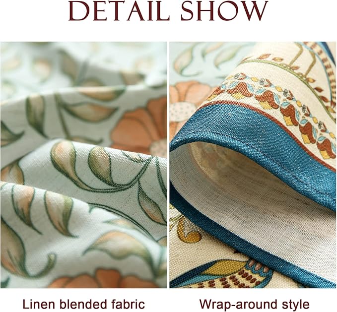 patdrea Designer French Linen Blue Tablecloth for Rectangle Table,Vintage Floral Table Cloth,Colorful Decoration Fall Cover Kitchen Dining for Thanksgiving,Tea Party,Christmas,63"x87"-Wensel