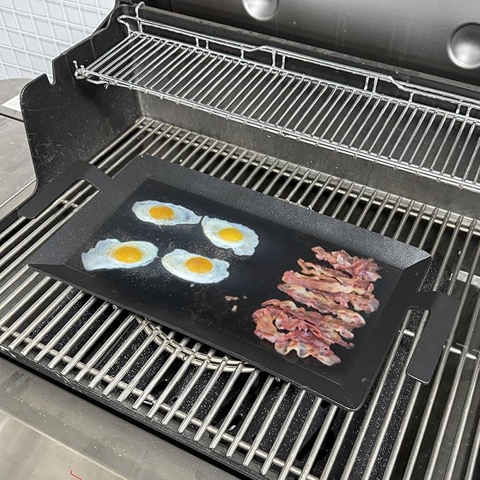 Universal Carbon Steel Griddle for Gas Grill, Griddle Pan for Stove Top, Versatile Stovetop Oven, Induction Cooktop, Flat Top Plate for Charbroil Etc. All Gas & Charcoal Grill 24" x 10"