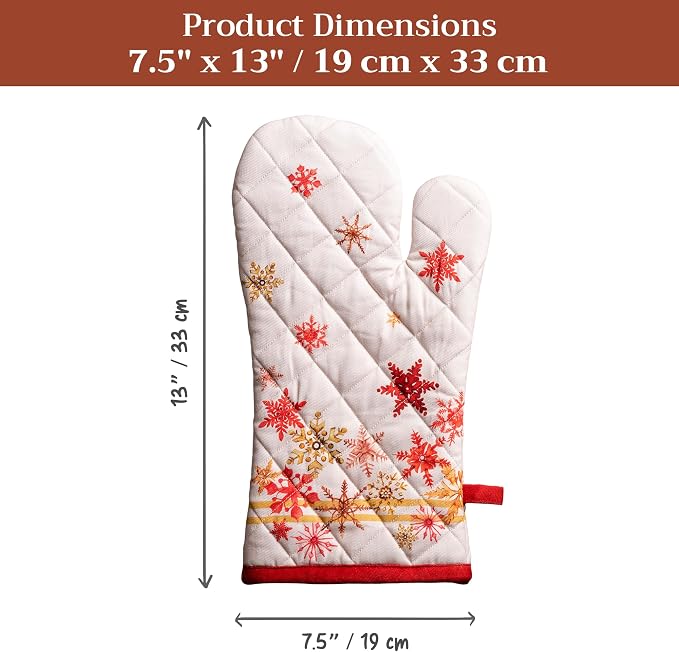 Maison d'Hermine Oven Gloves 100% Cotton Oven Mitt (7" x 13", Pack of 1) | With Loop Heat Resistant BBQ Cooking Gloves Baking Kitchen Handling Hot Pans Thanksgiving Christmas - Crystal Star