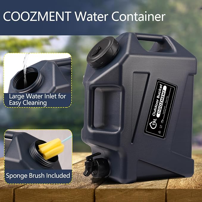 COOZMENT 3.2 Gallon/5 Gallon Water Containers with Spigot, BPA Free Water Jug, Military Green Water Tank, Multifunction Water Storage Containers for Camping Outdoor Hiking,Emergency Storage