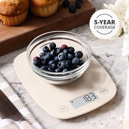 Greater Goods Food Scale – Digital Kitchen Scale, 1g Precision, Easy-Tare & Quick Conversion, Slim Compact Design, Durable & Portable | Ideal for Cooking, Baking & Meal Prep (Birch White)